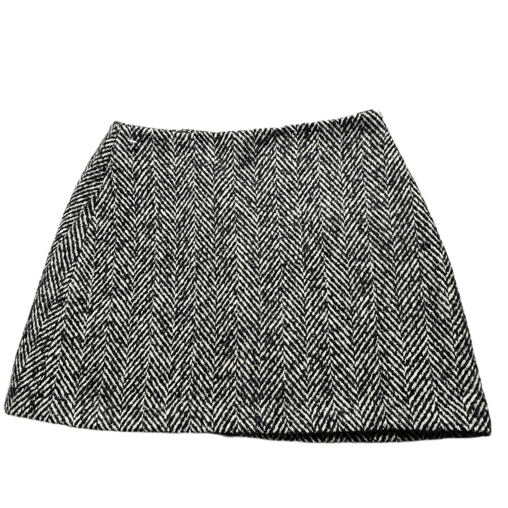 Abercrombie & Fitch Mini Skort Womens XS Black White Herringbone Tweed Side Zip